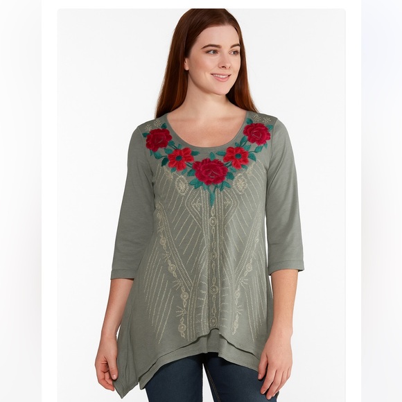 JOHNNY WAS Woman’s Tops Embroidered Sz S - Picture 1 of 8